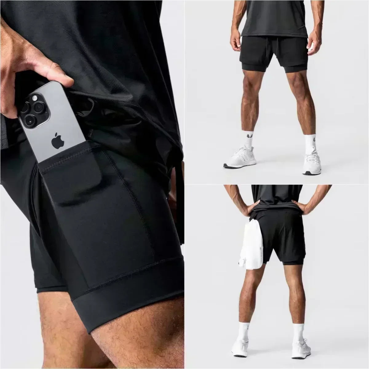 Dragon Ball Men's Double-layer Shorts Son Goku Summer Japanese Anime Fake Two-piece Sports Fitness Quick-drying Shorts