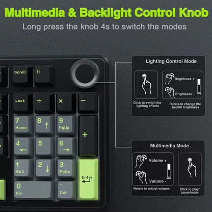 AULA F99 PRO Wireless Gaming Mechanical Keyboard 99 Keys Hot Swappable Gasket Structure 96% 8000mAh Battery Keyboard with Knob