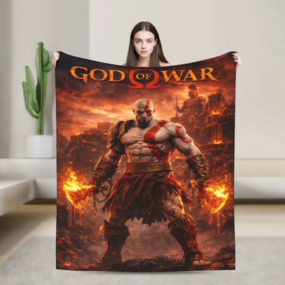 God of War Game Gamers Kratos Warm Blanket  Decorative Plush Throw Blanket Funny Couch Bed Flannel Bedspread Sofa Bed Cover
