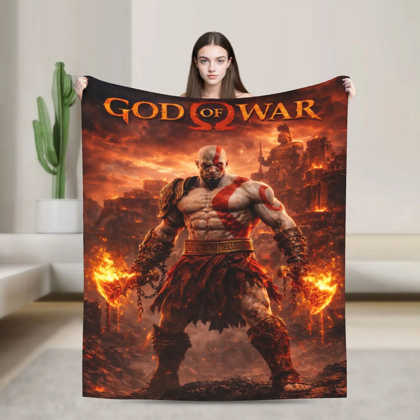 God of War Game Gamers Kratos Blanket  Decorative Flannel Bedding Throws For Couch Chair Sofa Bed Soft Bedspread Gift Idea
