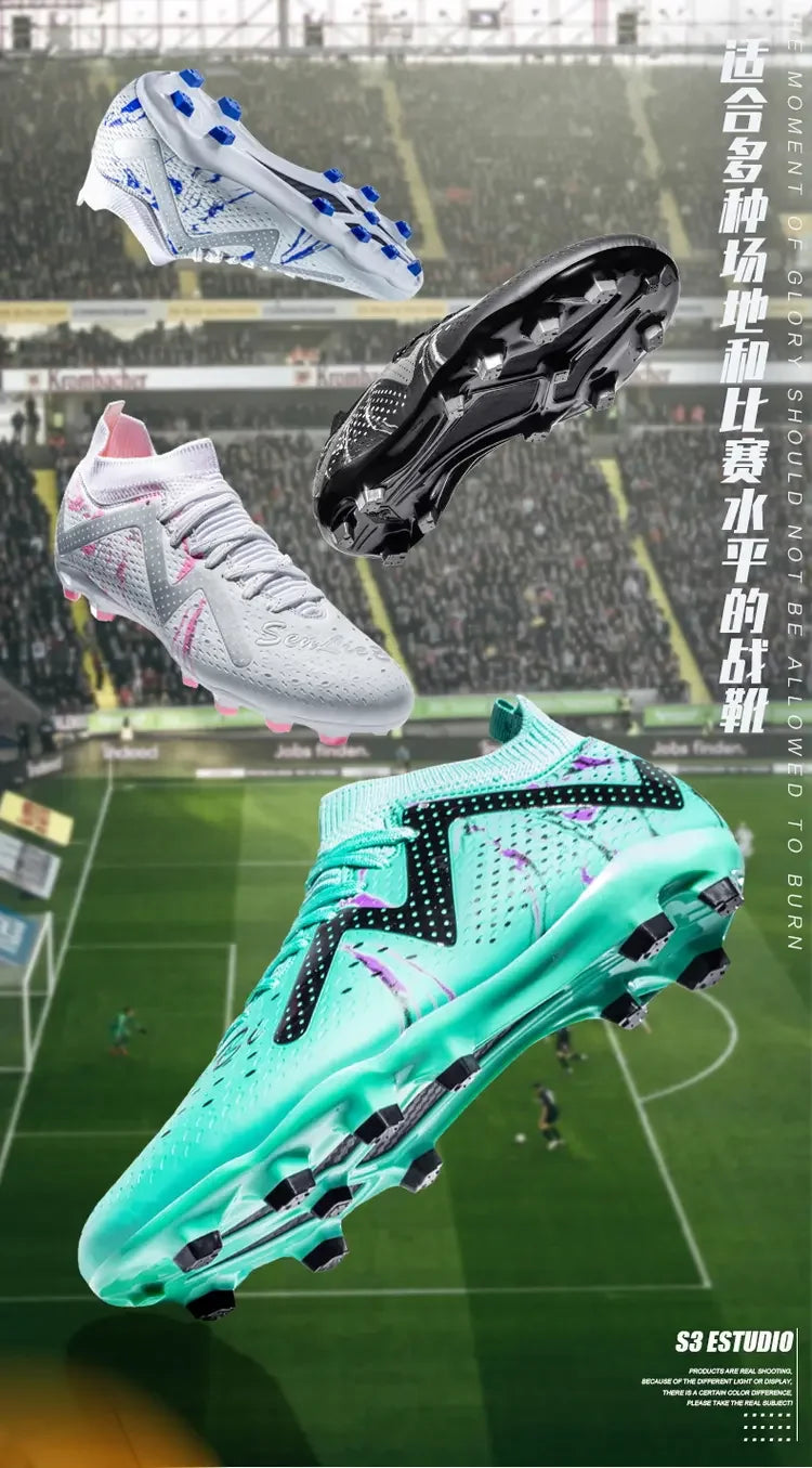 Botas de fútbol oversize para jóvenes y niños, diseño cómodo y flexible, rendimiento estable antideslizante para deportes al aire libre en campo