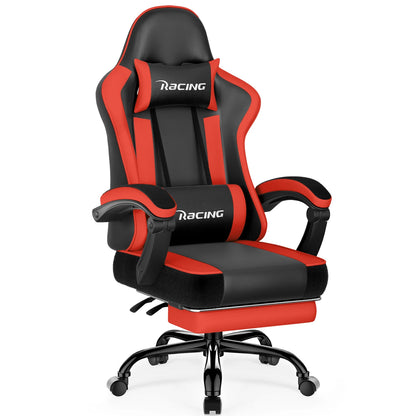 AUTHMIC Ergonomic Gaming Chair with 170° Reclining Backrest, Foldable Footrest, Soft Armrests, Supports150kg,Breathable Material