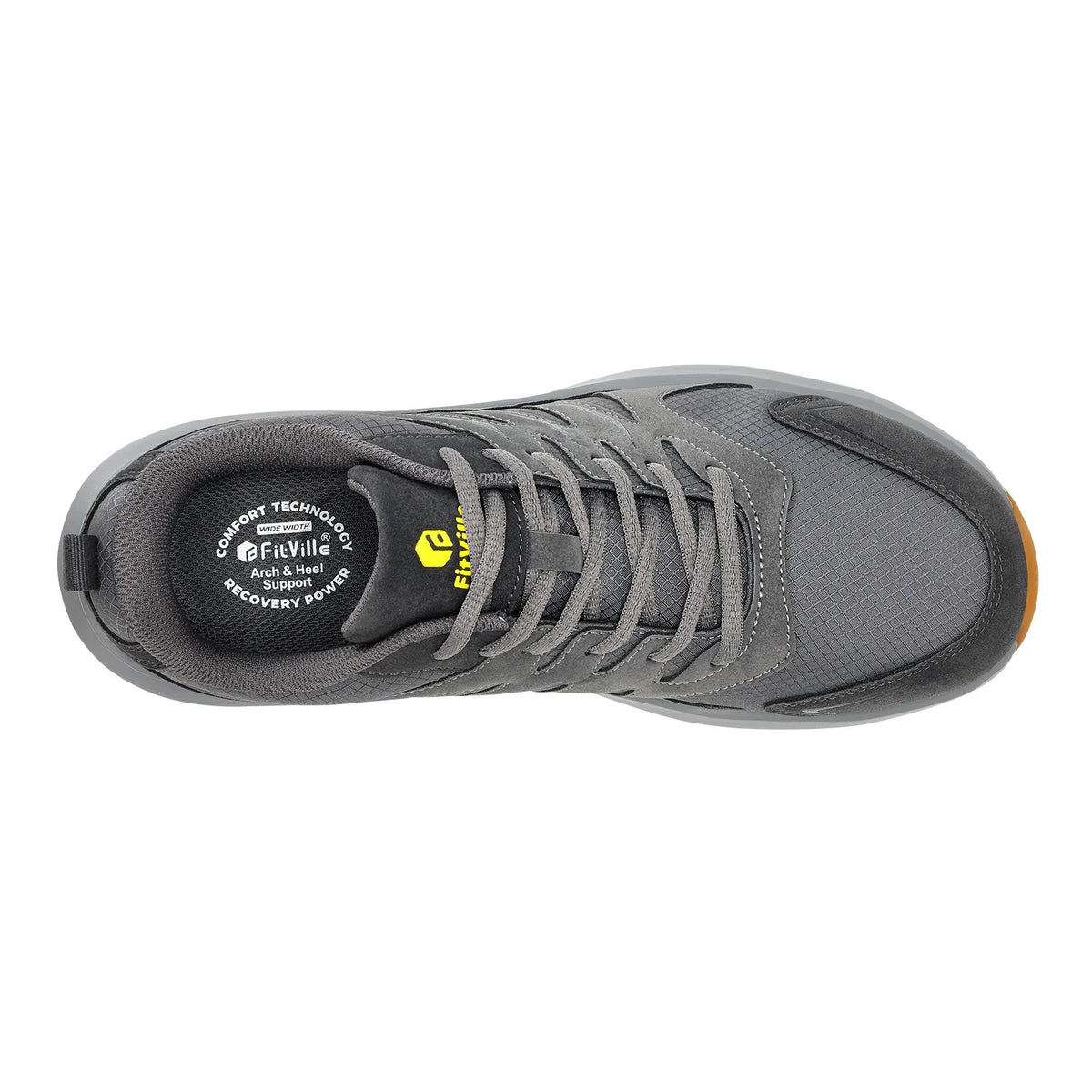 FitVille extra breda sneakers för män, vandrings- och promenadskor, bred tåbox, lätt löparsko för platta fötter med fotvalvsstöd