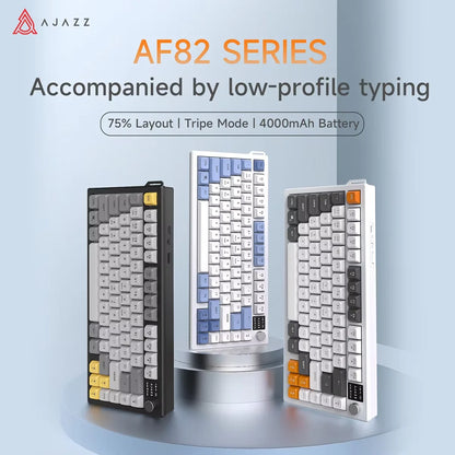 AJAZZ AF82 Office Low Profile Keyboard RGB Wired/Wireless Gaming Keyboard 75% Layout 82 keys 4000mAh Battery for Win/Mac