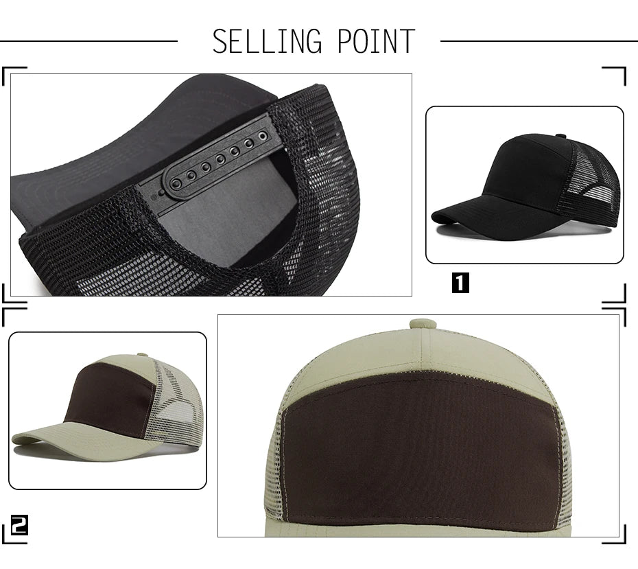 Casquette de baseball 7 panneaux d'été, casquettes en maille tendance hip-hop pour hommes, casquette de camionneur, visière, casquette à visière rigide, casquette snapback, pour femmes, unisexe, nouvelle marque tendance