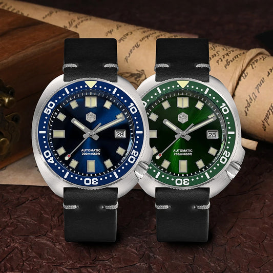 Relógio de mergulho San Martin Turtle para homem, 44 mm, NH35, relógio de pulso mecânico automático, cristal de safira, resistente à água até 200 m, luminiscente, Relojes SN0047