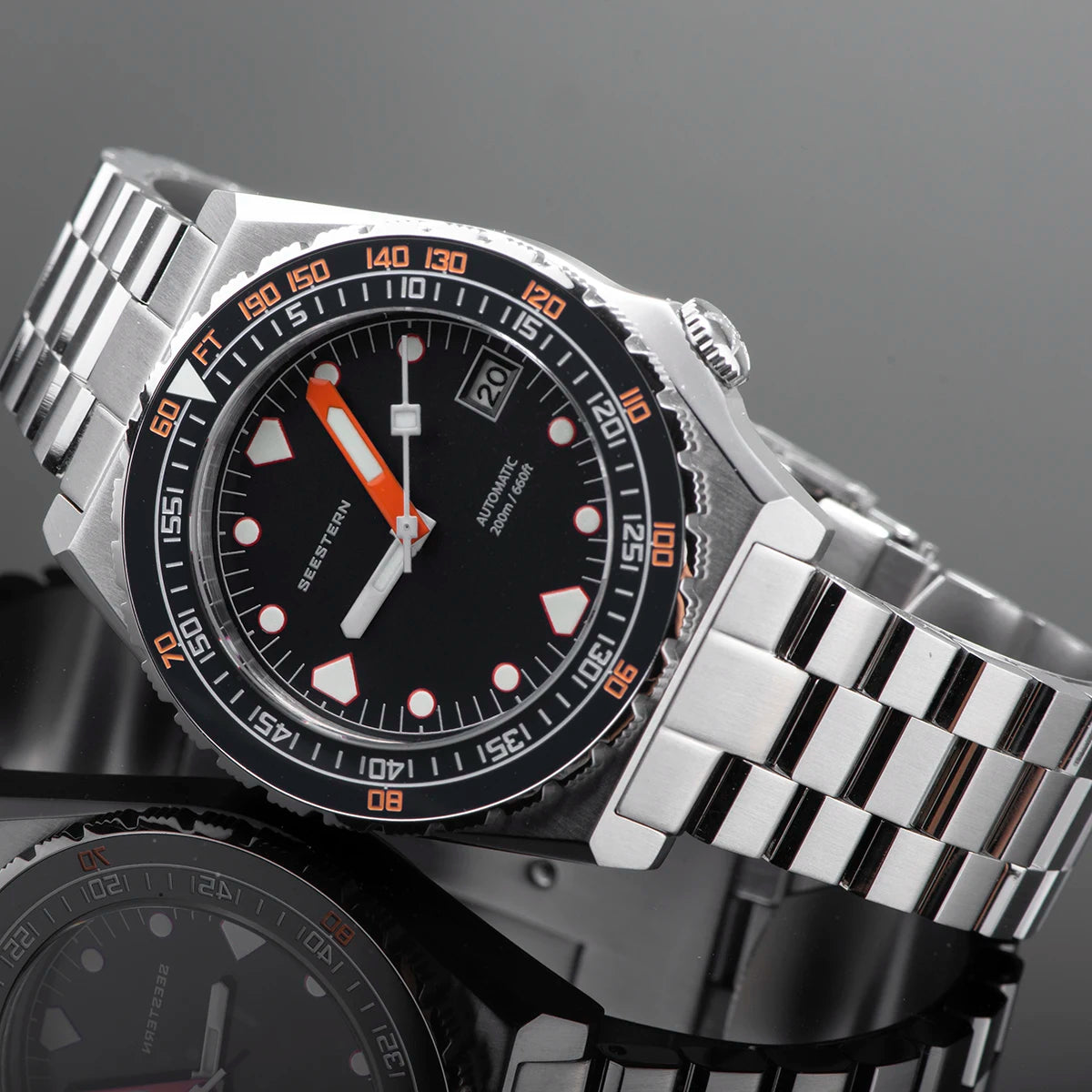 SEESTERN SUB600T V3 Men's Watch Automatic Diving Sapphire Wristwatch NH35 Movement Ceramic Bezel Luminous Date Jubilee Waterproof