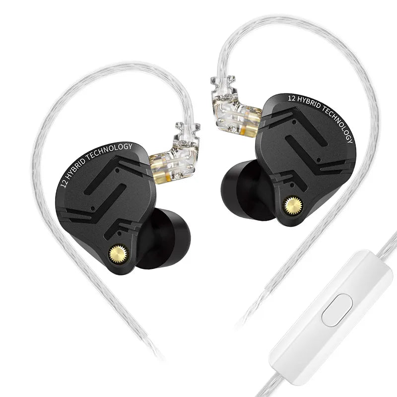 KZ ZS12 PRO X hybridní dynamická technologie a technologie Balanced Armature, IEM sluchátka do uší, vylepšený HiFi basový in-ear headset s ladicím kabelem