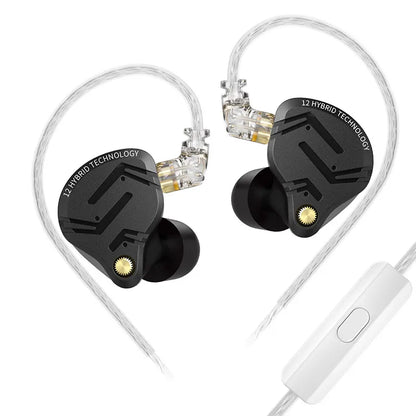 KZ ZS12 PRO X hybridní dynamická technologie a technologie Balanced Armature, IEM sluchátka do uší, vylepšený HiFi basový in-ear headset s ladicím kabelem