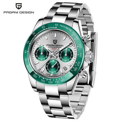 Montre-bracelet pour homme PAGANI DESIGN – Chronographe de luxe, mouvement à quartz MIYOTA VK63, verre saphir, étanche, style sportif