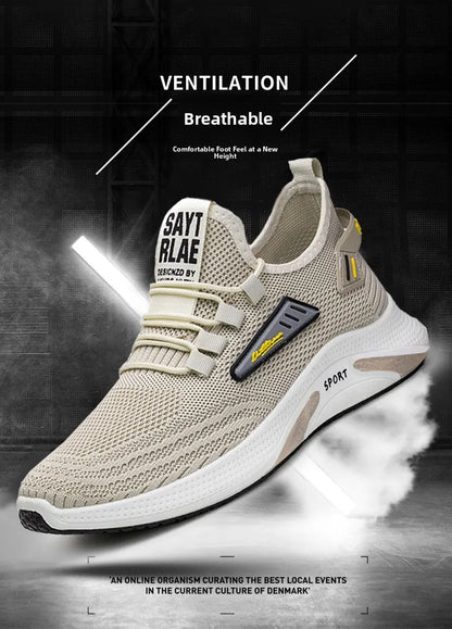 Hot Sale of the Season New Men's Running Shoes Breathable Lightweight Knitted Lace-Up Sports Sneakers Fashionable Korean Style