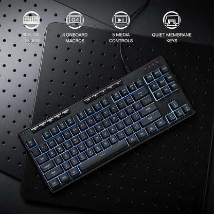 Redragon K516 Shiva TKL Wired RGB Membrane Gaming 87 Keys Mechanical-Feel Keyboard, Smooth Linear Switch