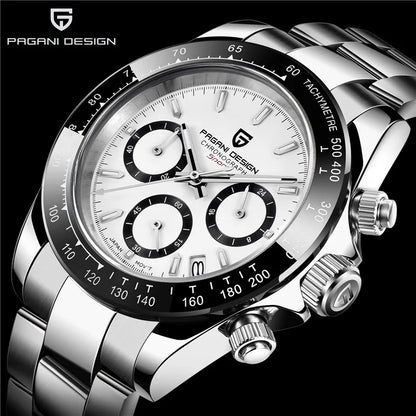 Montre-bracelet pour homme PAGANI DESIGN – Chronographe de luxe, mouvement à quartz MIYOTA VK63, verre saphir, étanche, style sportif