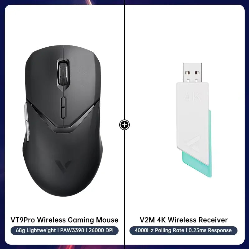 Rapoo VT9PRO PAW3398 Wireless Gaming Mouse 68g Wired Programmable Ergonomic Mice 26000DPI Type C Rechargeable Pc Gamer Accessory