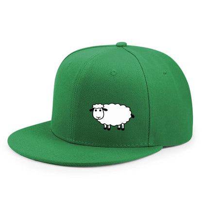 Unisex Adjustable Baseball Cap - Street Style Flat Brimmed Sheep Pattern Hat Casual Versatile And Personalized Hat