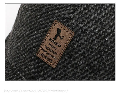 Baseball Cap Woolen Knitted Winter Ear Cover Baseball Cap Men Thicken Warm Hats with Earflaps Sport Golf Hats Snapback