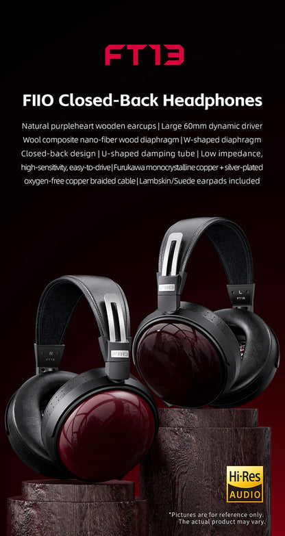 FiiO FT13 Audiophile Closed-Back Headphones Hi-Res Audio Wired HiFi Headphone