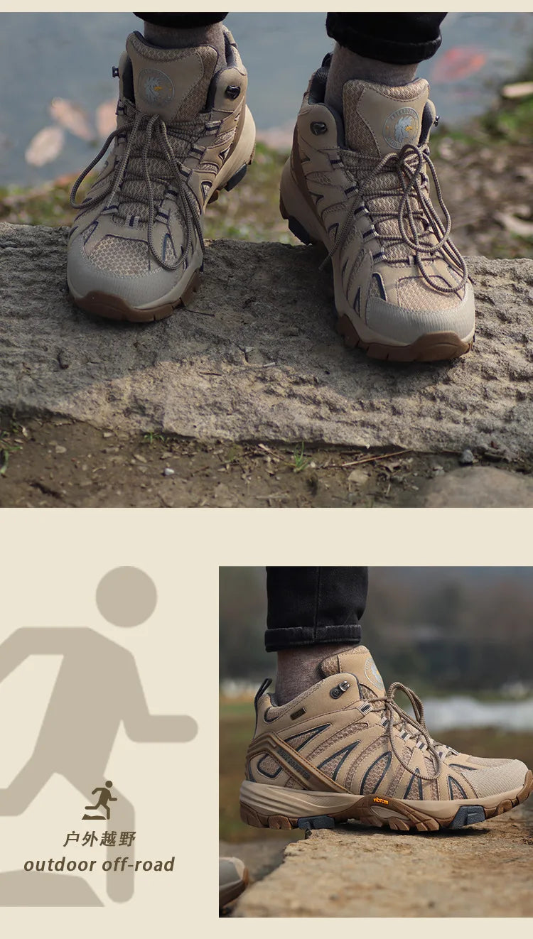 ROCKROOSTER Hiking shoes Men waterproof hunting Boots Tactical Desert Combat Boots trekking Ankle mountian cow Leather Sneakers