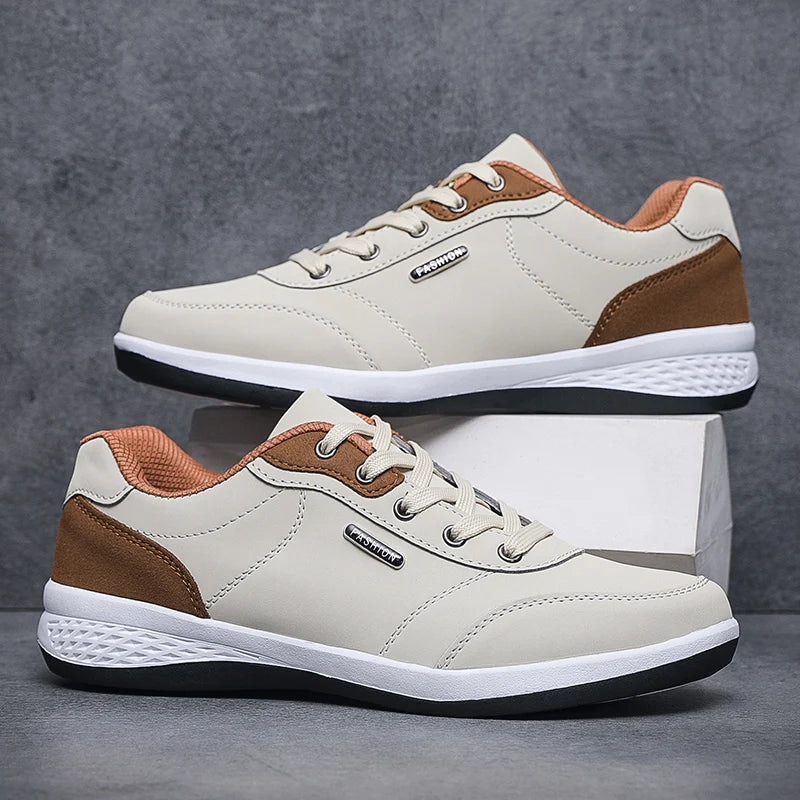 New Men's Four Seasons Waterproof Walking Shoes Casual Leather Sports Shoes Non-Slip Camping Shoes Men's Tennis Shoes