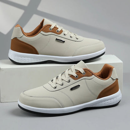 New Men's Four Seasons Waterproof Walking Shoes Casual Leather Sports Shoes Non-Slip Camping Shoes Men's Tennis Shoes
