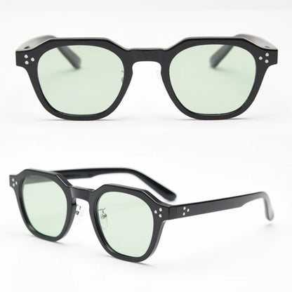 Peekaboo korean style retro sun glasses for women TR90 frame polygon polarized sunglasses uv400 male green brown 2023 summer