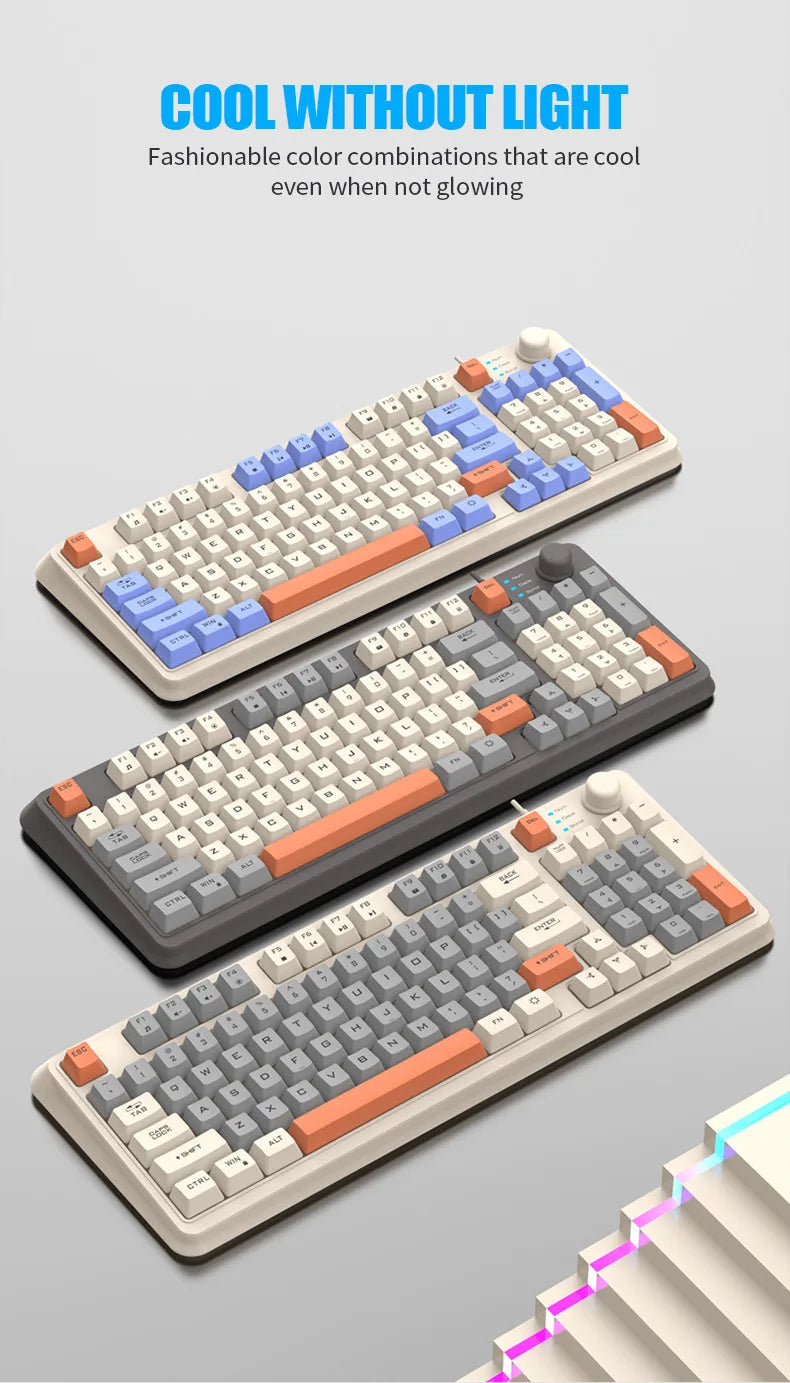Keyboard K81 Gaming Keyboard 81 Key 80% Layout Spanish Russian Korean Arabic Keyboard USB Wired RGB Light Volume Knob Ergonomics