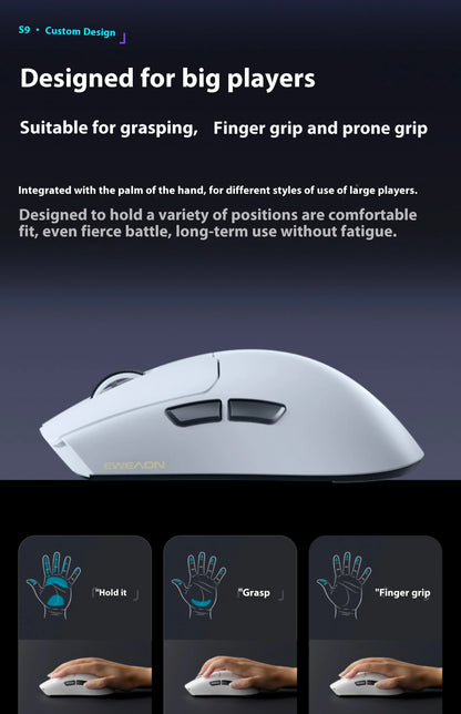 EWEADN S9 Pro Ultra V2 Lightweight Wireless Gaming Mouse Tri-Mode Tri-model Mouse 2.4G USB-CBT 8K Polling 26K DPI PAW3395 Mice