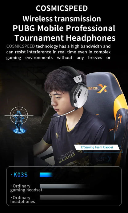 XIBERIA Wireless Gaming Headphones K03S Pro 7.1 Surround Sound 2.4GHz 4 Mode Headsets Gamer 2000mAh Battery Low Latency IEM