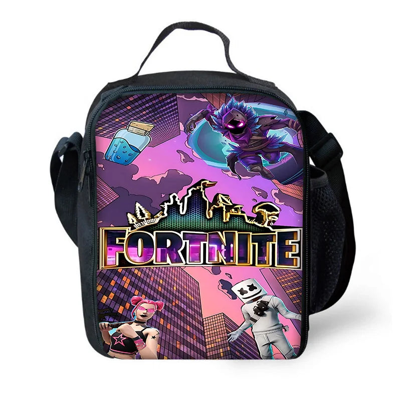 Isolierte Kinder-Thermotasche mit großem Fassungsvermögen für Jungen, Hot Game F-FortniteS, Mädchen, Schüler, Outdoor-Picknick, wiederverwendbare Kühltasche für das Mittagessen