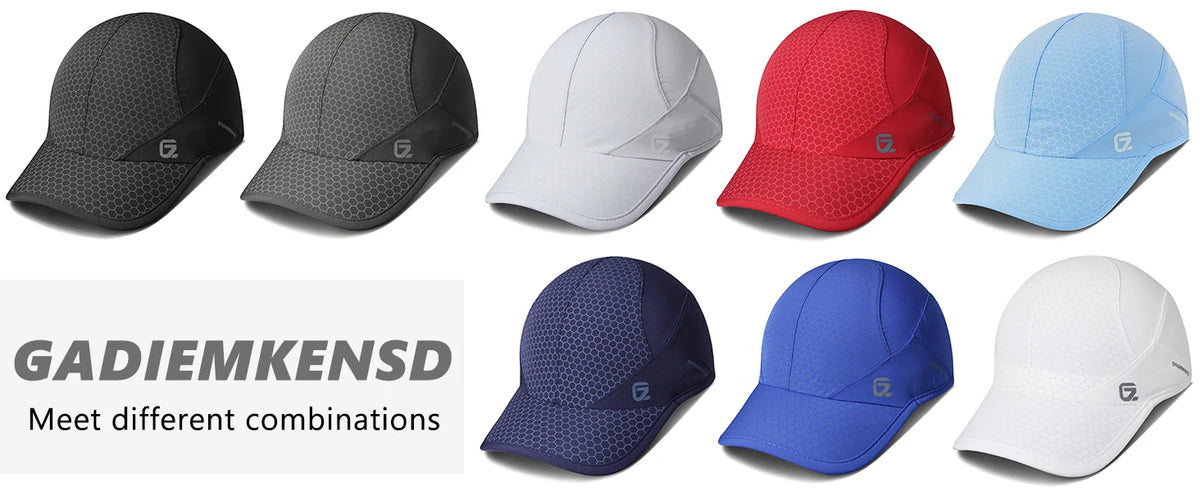 GADIEMKENSD Stretch Running Hat with Soft Brim, Quick Dry Baseball Cap Casual Breathable Adjustable Sun Protection Hats