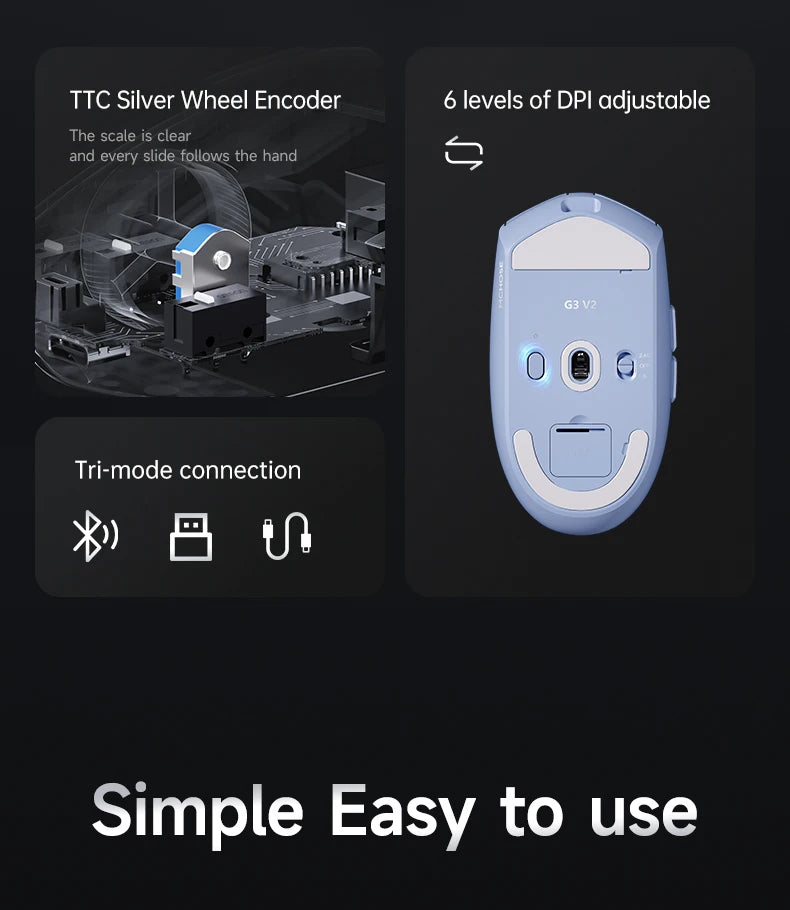 MCHOSE G3 V2 Pro/Ultra Lightweight E-sports Mouse Three mode Gaming office wireless Bluetooth PAW3395 Fully self-developed