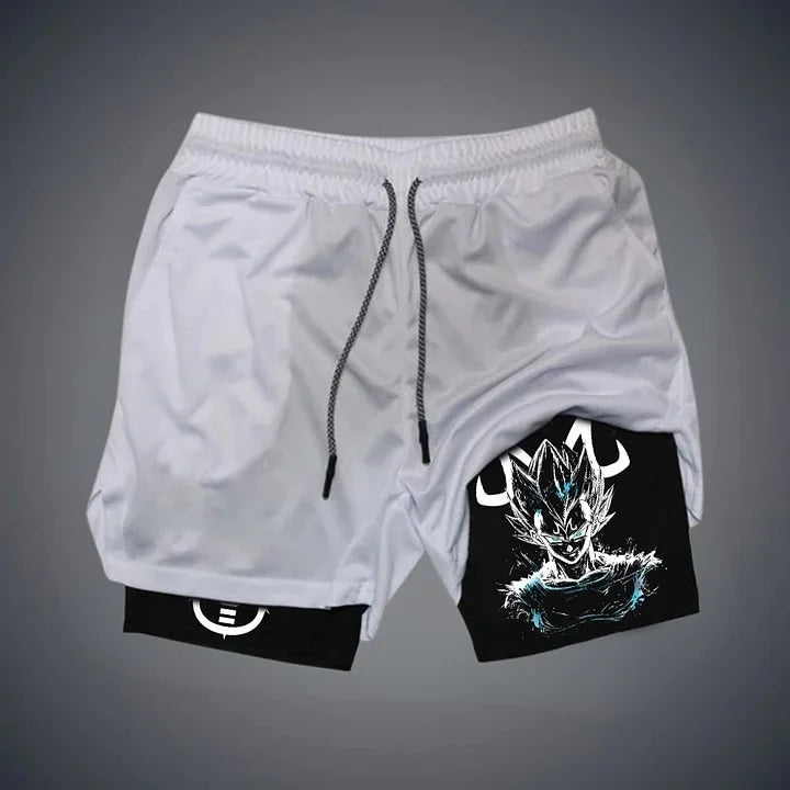 Dragon Ball Printed Men's Shorts Summer Women's Sports Compression Gym Shorts Double-Layer 2-in-1 Pant Quick-Drying Beach Shorts, Produit gaming premium Fraquane