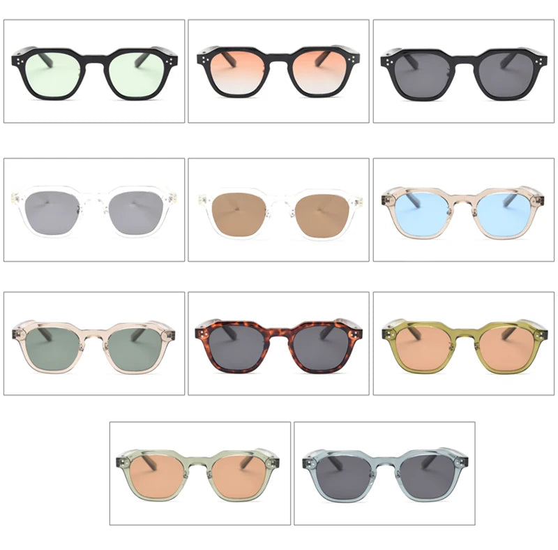 Peekaboo korean style retro sun glasses for women TR90 frame polygon polarized sunglasses uv400 male green brown 2023 summer