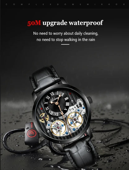 AILANG watch men's advanced expensive automatic mechanical watch Rome double tourbillon waterproof watch.