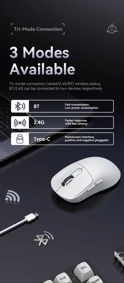 ATTACK SHARK X3 třirežimová myš 1K Hz, X3Pro bezdrátová Bluetooth myš 4K Hz, lehká, PAW3395, mobilní rychlost 650IPS
