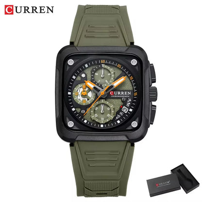 Top Brand CURREN Men's Watches Luxury Square Quartz Wrist Watch Original Waterproof Luminous Chronograph Watch for Men Relogio