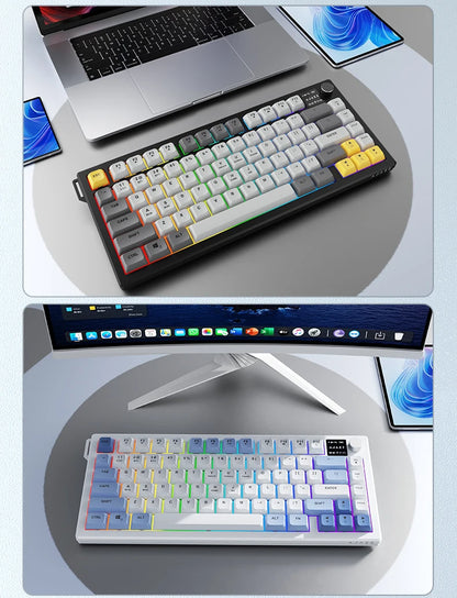 AJAZZ AF82 Office Low Profile Keyboard RGB Wired/Wireless Gaming Keyboard 75% Layout 82 keys 4000mAh Battery for Win/Mac