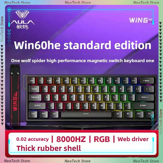 Aula Win60He Magnetic Switch Keyboard Wired Win 60 HE Mechanical Keyboard Esports Gamer Win68 Keyboards Custom Win60 He Gifts