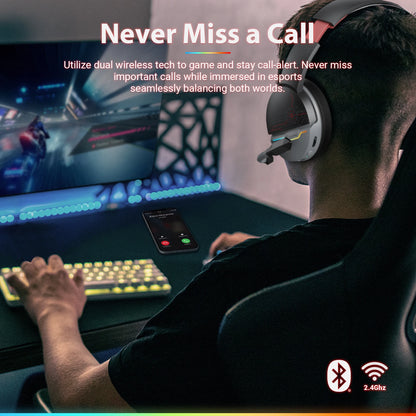 NUBWO Dual G08 Wireless Gaming Headset with Microphone for PS5, PS4, PC, Mobile, Switch, 2.4GHz Bluetooth Wireless Headphones