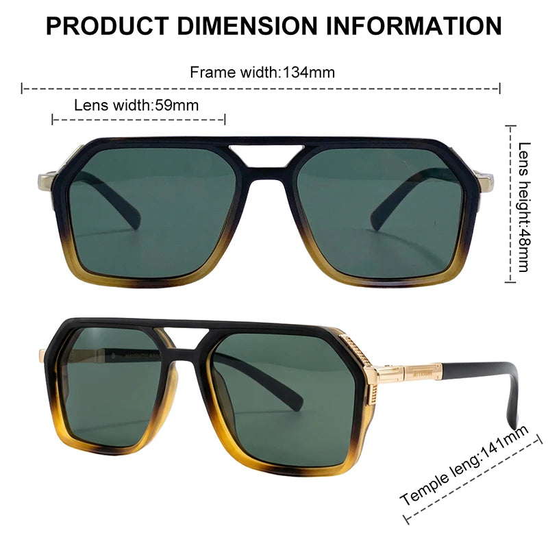 Vintage Steampunk Polarized Sunglasses Women Double Bridge Black 2026 Luxury Designer Driving Shades For Lady Fashion Eyewear