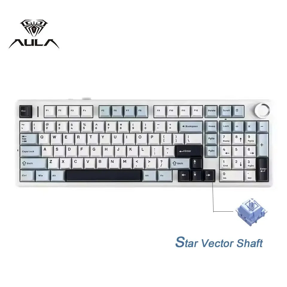 AULA F99 PRO Wireless Gaming Mechanical Keyboard 99 Keys Hot Swappable Gasket Structure 96% 8000mAh Battery Keyboard with Knob