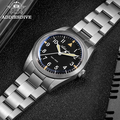 ADDIESDIVE 36mm AD2502 Watch For Men 100M Waterproof Titanium Alloy VH31 Movement Bubble Mirror Glass Luminous Quartz Watches