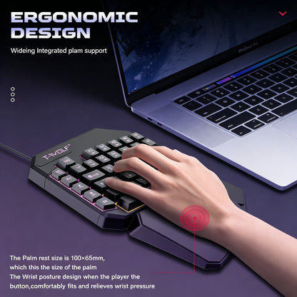 Wired One-Handed RGB Mechanical Gaming feel Keyboard,Mecha Membrane 40 Keys USB Professional Gaming Keypad Multimedia buttons