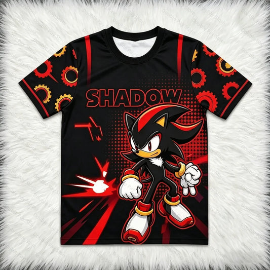 2026 Sonic 3D Print T-Shirt, Kids Cartoon Graphic Short Sleeve Tee, Men's Summer Casual Athletic T-Shirt