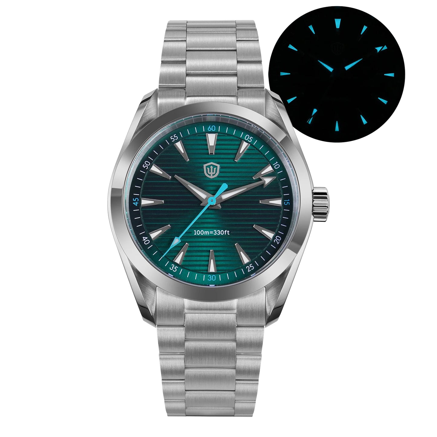 Watchdives WD0006B VH31 Quartz Wristwatches White Mops Dial AR Sapphire Luminous BGW9 100M Waterproof 38Mm Stainless Steel Watch