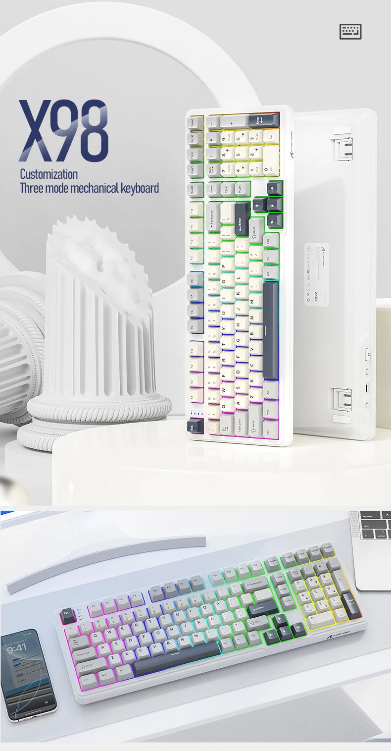 X98 Attack Shark Gaming Keyboard Wireless with Numeric Keypad,102Keys Hot-Swap RGB PBT Keycaps,4000mAh Battery,Support PC/Laptop