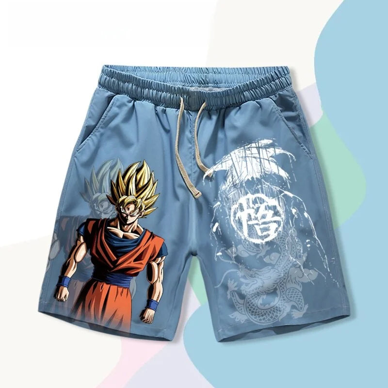 2026 Summer Dragon Ball Super Saiyan Goku 3D Print Men's Shorts, Retro Street Quick Dry Oversized Casual Shorts, Unisex
