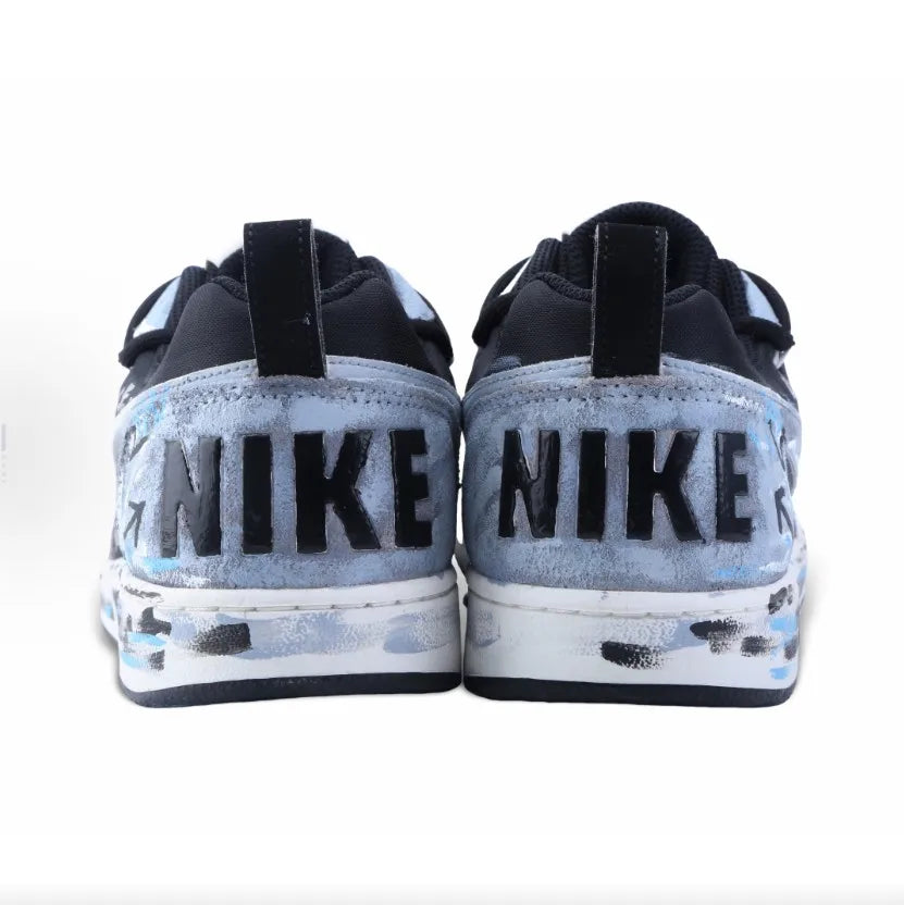 Custom Sneakers Nike Court Borough Drippy for Men Gray Area Theme American Retro Style Hand-drawn Graffiti Remake Versatile