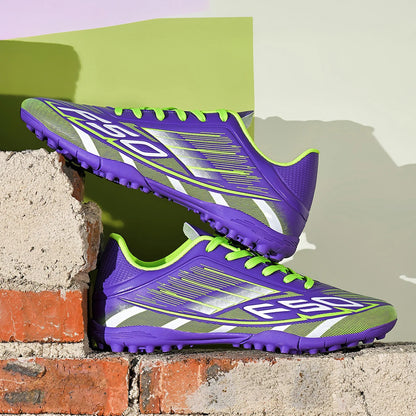 TF Soccer Cleats Children Kids Boys Girls PU Fabric Upper Rubber Sole Non-slip Wear-resistant Training Shoes