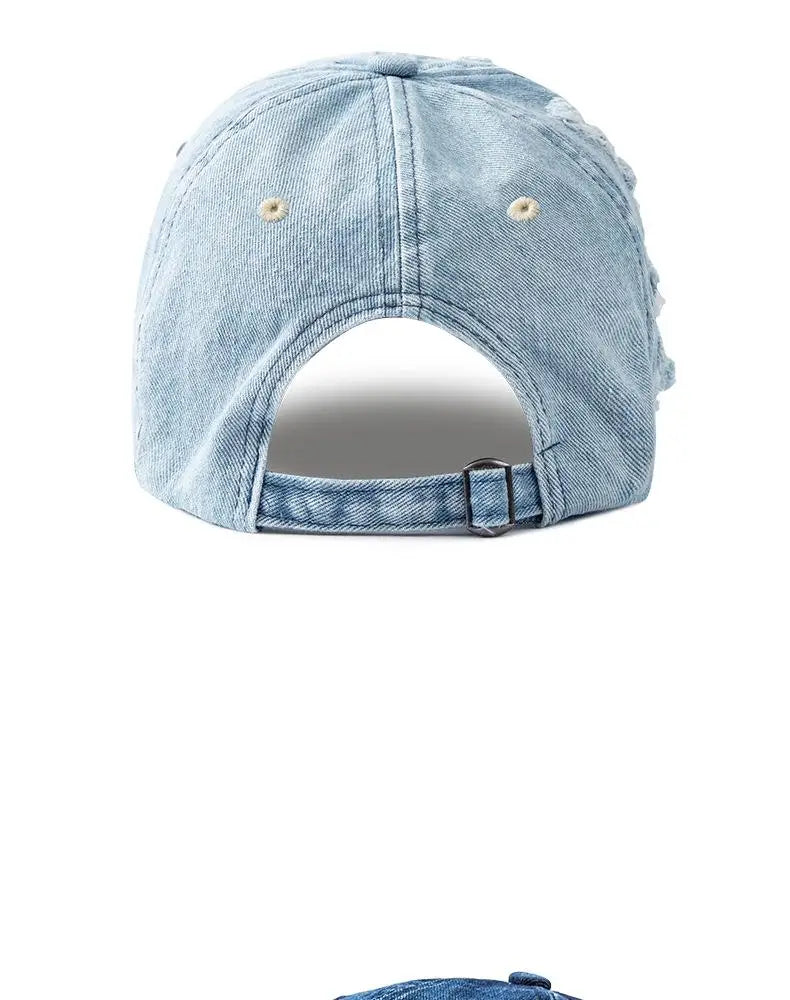 Vasket denim-baseballkasket til kvinder og mænd, solbeskyttende, åndbar forårs- og sommerhat, vintage snapback-kasket til kvinder